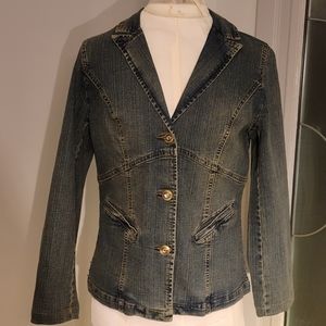 STYLE Denim Jacket with Lace and Beading